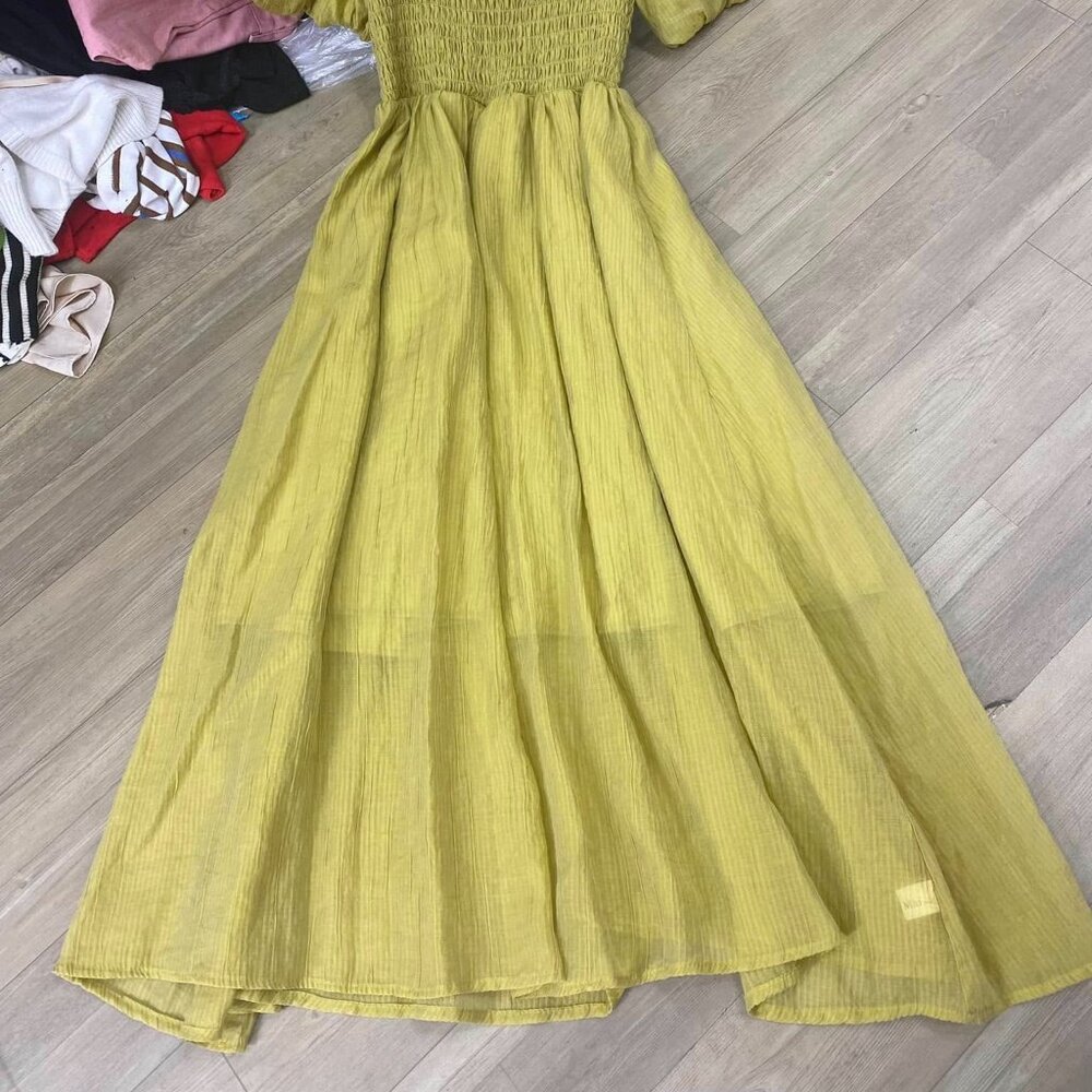 Square Neck Short Sleeve Puff Dress - Long Length - Picture 2 of 5
